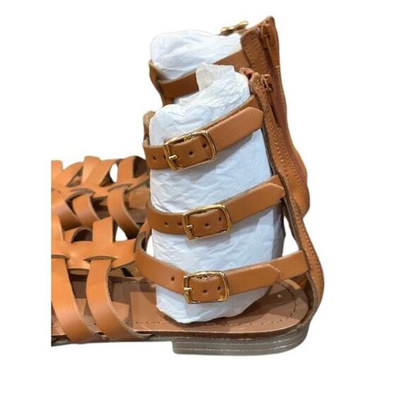 AQUA “Emil” Leather Strappy Gladiator Sandals in Cognac Brown – NWOT – Size 7 - Picture 4 of 9